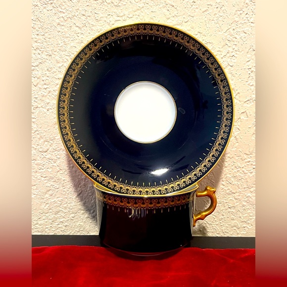 Christineholm Romanov Collection China Cobalt & Gold Cup & Saucer Set Of 2 - Picture 6 of 7